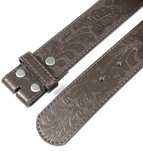 Image of BC Belts Western Leather Belt Strap - 1.5 inch Wide with Embossed Scrollwork Without Buckle for Men & Women, Cowboy /Cowgirl Style