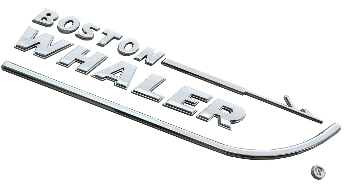 2 pezzi Boston Whaler Emblema 3D Badge Targhetta Dimensioni lettera 20-3/4 "x 5,1 cm Peel and Stick (cromato)