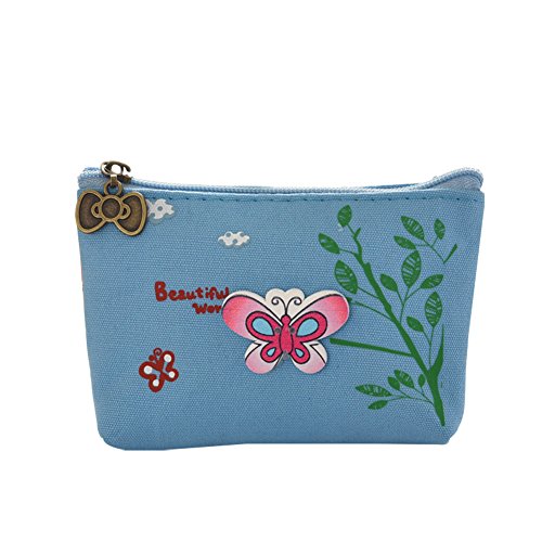 Preisvergleich Produktbild jingyuu 1 Stück Leinwand Mini Blau Blume Multifunktional Kosmetiktasche Aufbewahrungstasche Wäschesack Schlüssel Aufbewahrungstasche Waschbeutel für Frauen 11.5 * 8 * 2.8m