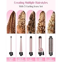ANIEKIN 5 in 1 Curling Iron Set, Fast Heat Up Curling Wand from 3/8 to 1 1/4 Inch and a Thermal Brush Come with, Dual Voltage Hair Curler for Women All Hair Types and Travel Use, Gifts for Women - Image 3