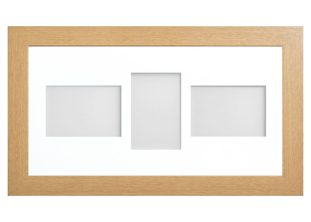 Frame Company Watson Beech Multi-Aperture Photo Frame with Mount, 20x10 for 6x4 (x3 LPL) * Choice of Frame Colour and Mount Design* NEW