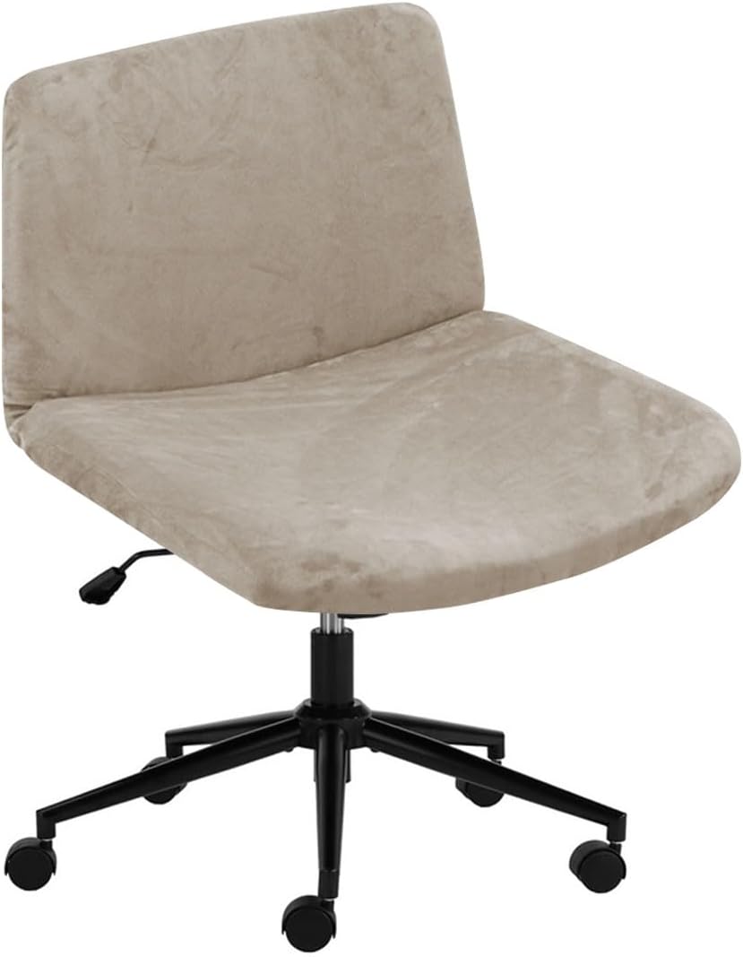 Criss Cross Desk Chair Cover Velvet Armless Office Chair Covers Cross Legged Office Chair Slipcovers Modern Mid Back Accent Chair Cover Vanity Swivel Chair Protector Pink 1 Pack