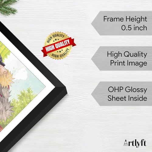 Image of ArtLyft Demon Slayer Anime Wall Frame A4 | Rengoku Quote Poster Frame | Motivational tanjiro - renguko Wall Art | Otaku Room Decor | Anim Lover Gift (Naruto)