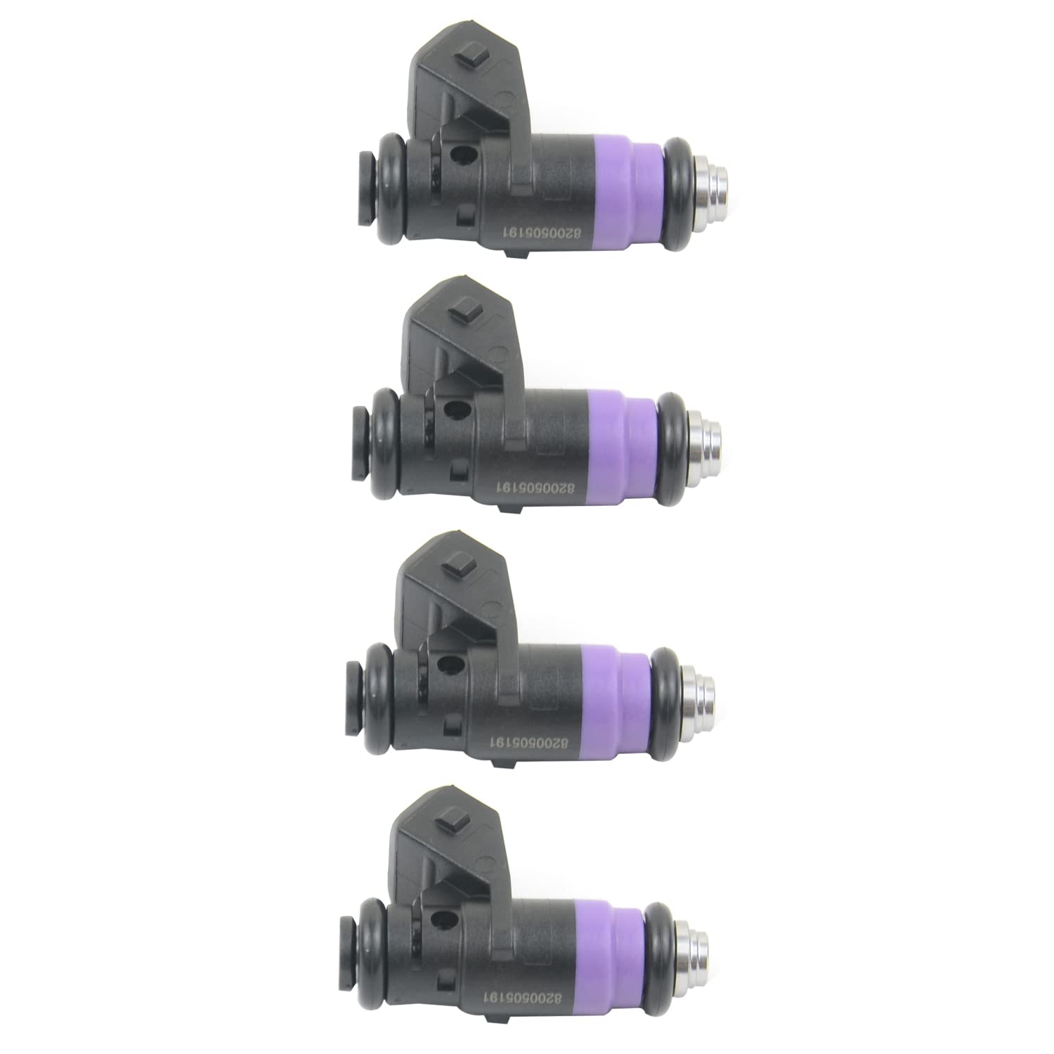 Bisenia Set di 4 iniettori benzina compatibili con LAGUNA II SCéNIC II CLIO III 8200505191 8200132259