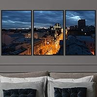 3 Piece Framed Canvas Wall Art City Illuminations Canvas Prints Home Artwork Decoration for Living Room,Bedroom - 16