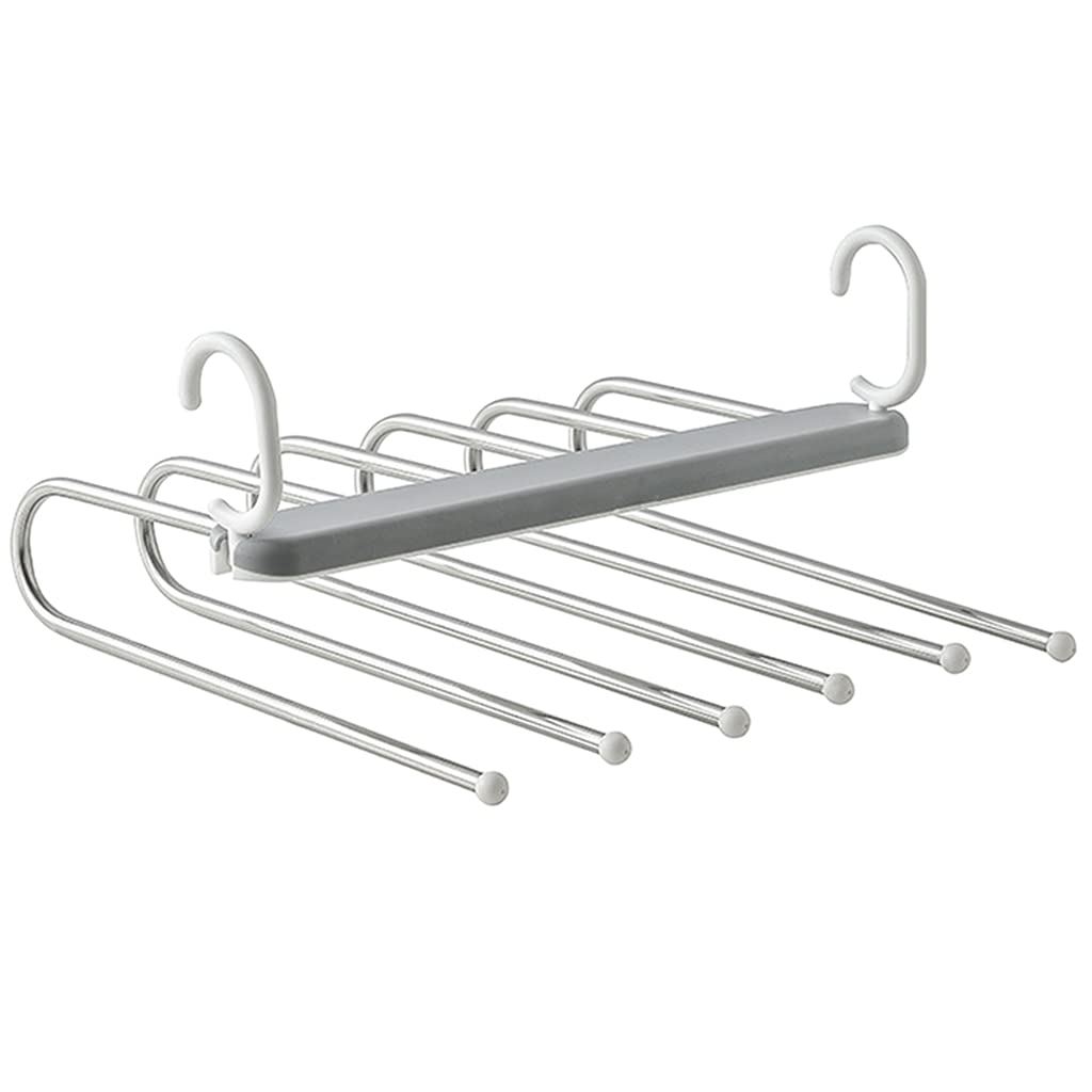 6 Layers Space Saving Pants Hanger Double Hook Storage Rack