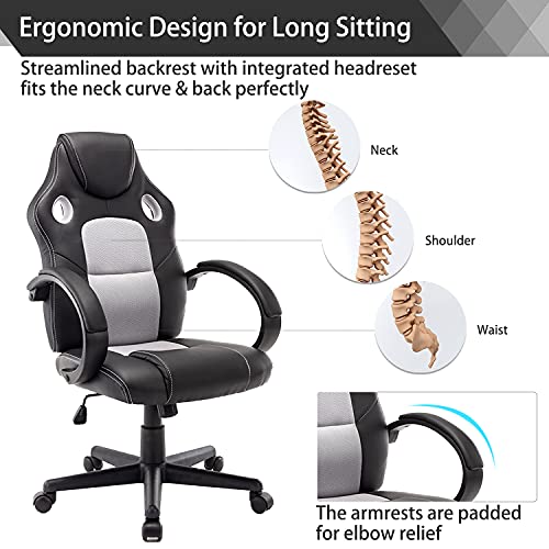 STmeng-Liberty-T1-Silla-Oficina-Ergonomica-Silla-Gaming-Silla-Escritorio-con-Altura-Ajustable-Giratoria-Sillas-de-Oficina-con-Ruedas-Soporte-Lumbar-3D-Reposabrazos-Asiento-Acolchado-Gris