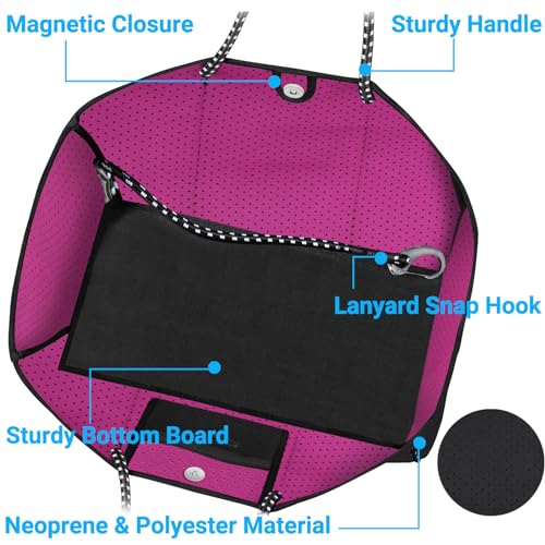 Image of IBFUN Neoprene Tote Bag Large Beach Bag for Women Pool Gym Tote Bag Travel Tote Bag