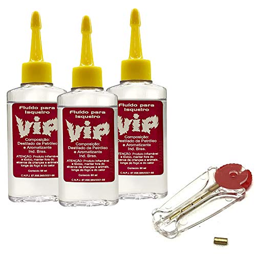 3 Fluído Vip + Perdra para Isqueiro tipo Zippo, flip, recarregável.