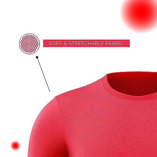 Image of Active Wear Sports T Shirts | Dry Fit | Unisex | Soft & Stretchable Fabric Badminton T Shirt (Red /Size 2XS)