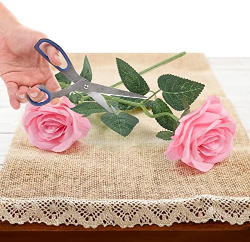 Mocoosy 12PCS Pink Roses Artificial Flowers for Decoration, Pink Fake Silk Roses Single Stem Flowers Artificial Bouquet for Wedding Valentines Birthday Party Arrangment Centerpiece Home Table Decor