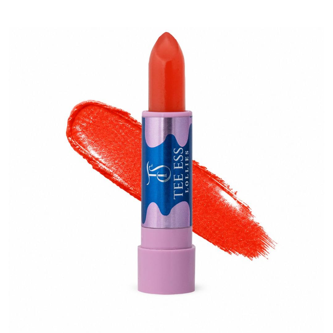 TEE ESS Lollies 3-in-1 Multi Use LipStick | Used as Lipstick ,Highlighter and EyeShadow | With Ph Adaptive Colour| High Shine Finish | Smooth & Silky Texture | Lightweight, Moisturizing with Vitamin E | Non-Sticky for Daily Wear | 4gms (Orange)-image-36