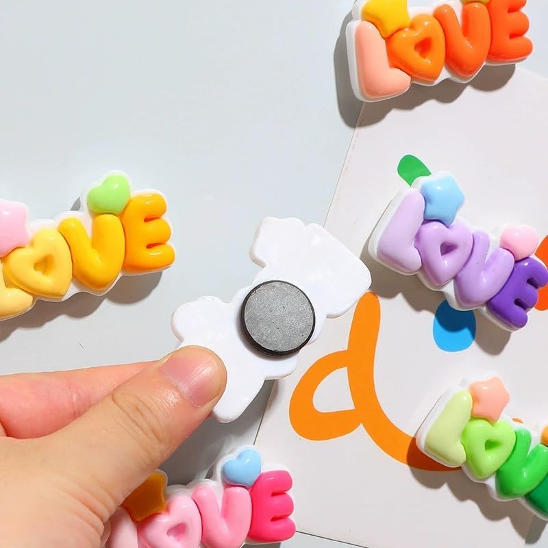 Image of LUVINA 3D Flower Magnets for Fridge, Strong Refrigerator Magnet, Colorful Adorable Decorations for Office, Kitchen Decor, Cute Desk Accessories, Multicolour (3, Love)
