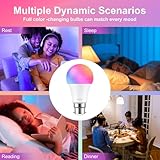 Quwem Smart Bulb Bayonet B22,10W 806LM Colour Changing WiFi Light Bulb RGB Dimmable Warm White LED Lightbulb App or Voice Control Works with Alexa and Google Home Assistant 2700K-6500K 1 Pack - Image 6
