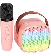 Machine Karaoké Mini Ankuka Bluetooth Avec 2 Micros Sans Fil - Enceinte Portable Beige - Neuf