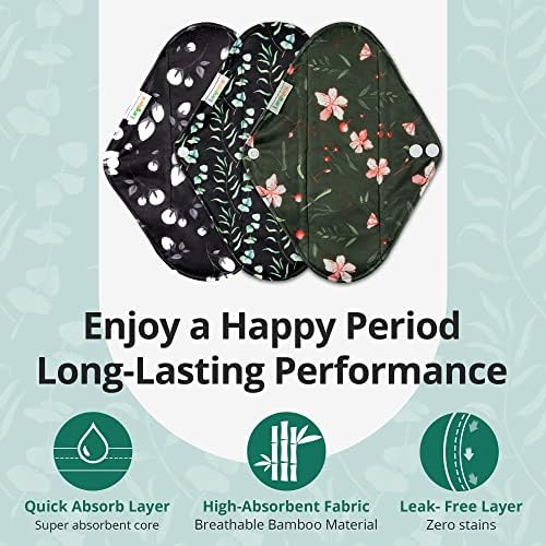 Langsprit Absorbent Reusable Menstrual Sanitary Pads/Washable Cloth Menstrual Period Pads,Reusable Panty Liners(Winter,S) - 2