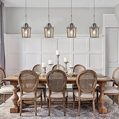 Cfaghomedesign Small Wooden Chandelier,1-Light Farmhouse Chandelier Hanging Light Fixture, Handmade Antique Wood Pendant Light For Kitchen Island, Foyer, Dining Room, Bedroom, Living Room #TOP4