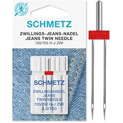 Carretel De Maquina De Coser SCHMETZ - Aguja para máquina de coser | 1 Aguja Gemela para Jeans 4,0/100 | Sistema 130/705 H-J ZWI NE 4,0 | Se puede utilizar en todas las máquinas de coser domésticas con función zigzag