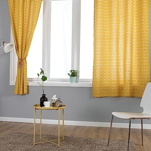 Cortina opaca con ojales 140x215 cm KnSam de lino y algodón con estampado geométrico 4