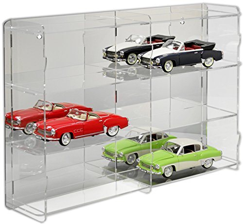 SORA Vetrina espositiva per modellini Auto in Scala 1:18 con Pannello Posteriore a Specchio