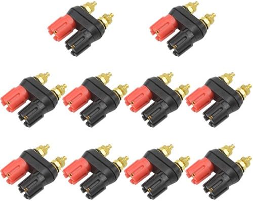 WMYCONGCONG 10 Pcs Dual 4mm Banana Plug Jack Socket Binding Post for Speaker Amplifier Terminal, Gold-plated