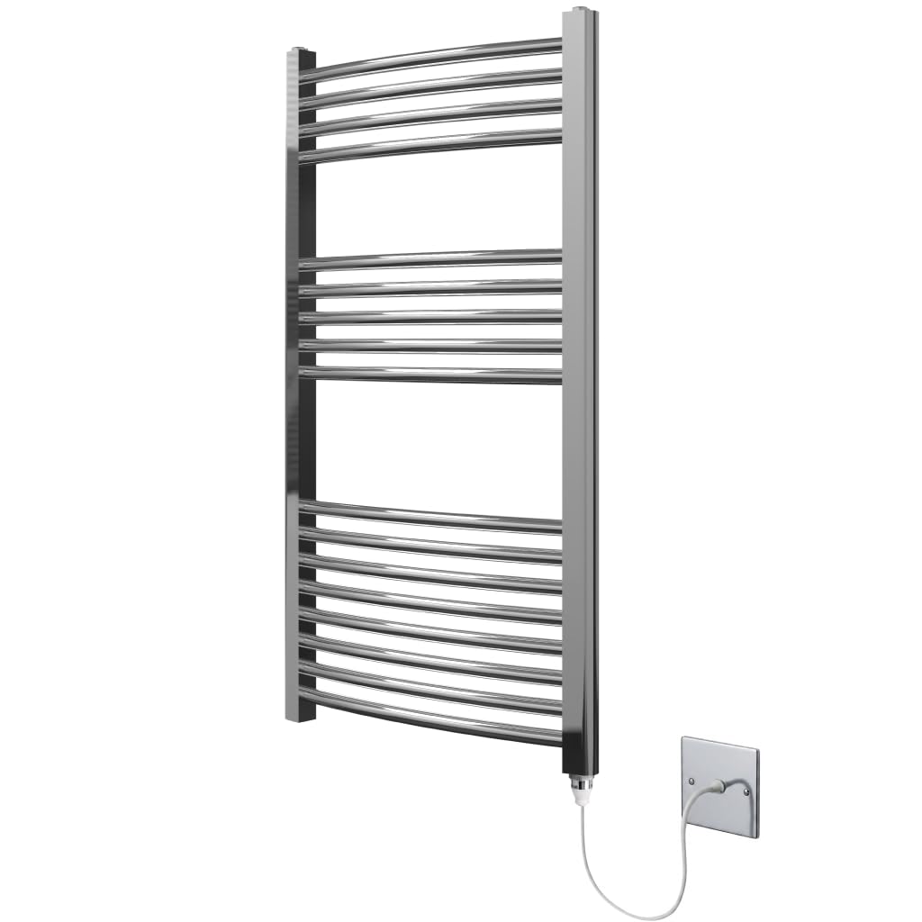 Greened House Chrome Electric Heated Towel Rail Curved 500mm W x 1000mm H