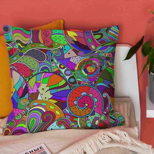 Housse coussin lin 50x50 cm motif géométrique CEVAN x4