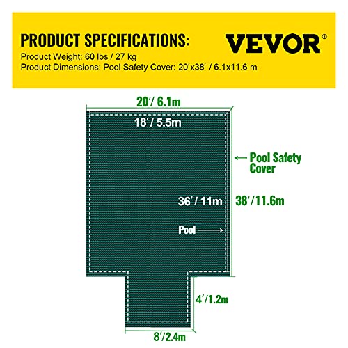 Vevor 18X36FT RECTANGULAR Pool Safety Cover 20' X 40' Rectangle thumb #7