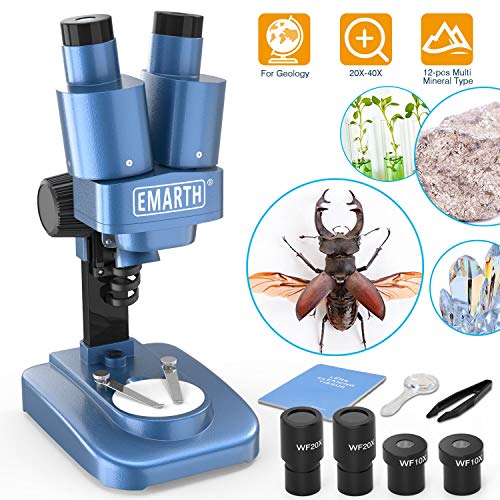 Elecfly Microscope, 20X-40X Binocular Microscope with Educational Science Kits Includes 12pcs Sample Beginners