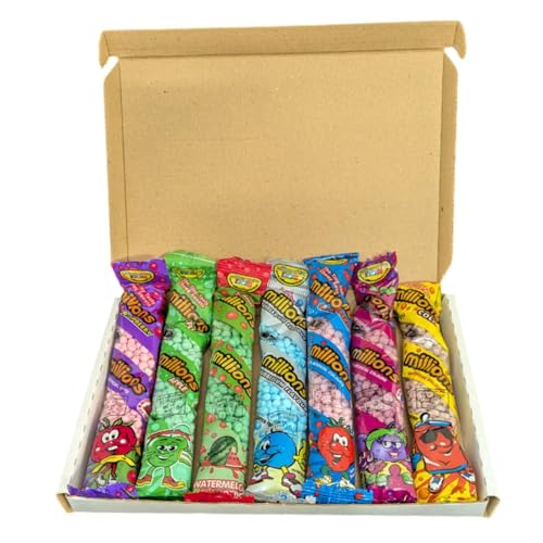Amazing Millions Sweets Gift Box with 7 different Flavors in 55g Tubes (Strawberry Cola Bubblegum Blackcurrant Buzz Apple Raspberry Watermelon)