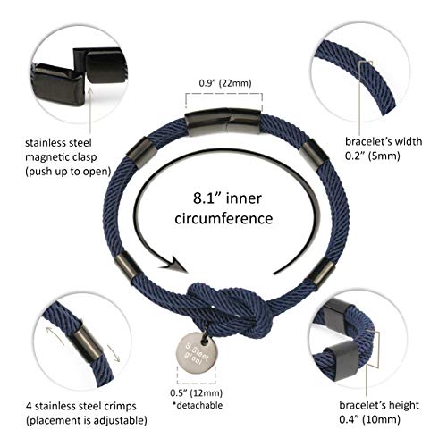 Image of globi Paracord Braided Rope Bracelet for Men Women | Lightweight Nautical Unisex Cuff Bracelet with Stainless Steel Magnetic Clasp