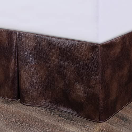 Paseo Road Brown Faux Leather King Size Bed Skirt, Rustic Cabin Lodge Western Bedding