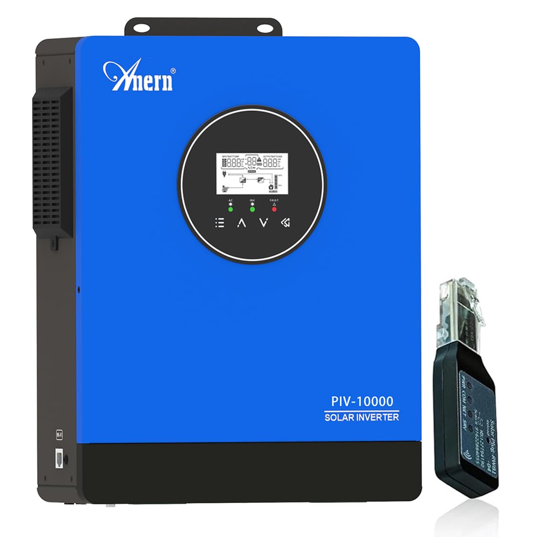 Anern Onduleur Solaire 10KW 220V-240V CA intégré 3 MPPT Fonction CT Inverseur,Impossible de Connecter la Batterie Fonctionne avec Moteur 1,5 P+3P ou Pompe à Eau,Tension MPPT 60-450VCC