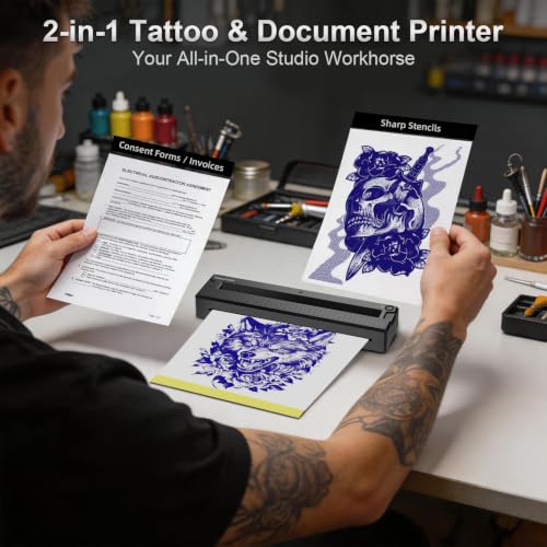 Image of Tattoo Stencil Printer Wireless Thermal Tattoo Machine Kit