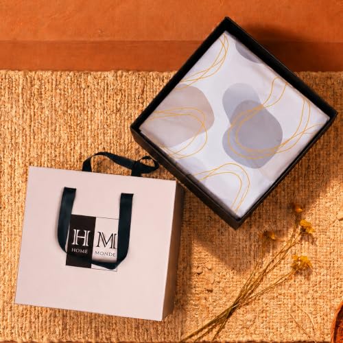 Image of HOMEMONDE Premium Cotton King Size Bedsheet 108 x 108 Inch, 210 TC Spheres of Serenity Printed Flat Sheet with 2 Pillow Covers, Elegant Gift Box Included | Perfect for Home Decor & Gifting