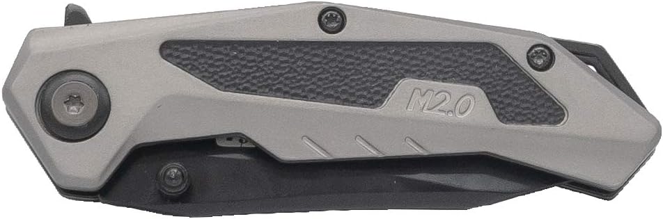 Smith & Wesson M&P M2.0 6.5in Ti-N S.S. Ultra-Glide Folding Knife with 2.75in Drop Point and Rubberized Aluminum Handle for Outdoor Survival, Camping and EDC,Grey