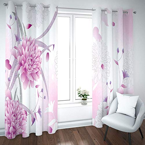 Draperies à oeillets fleurs violettes occultantes de 280 cm de hauteur pour intérieur moderne