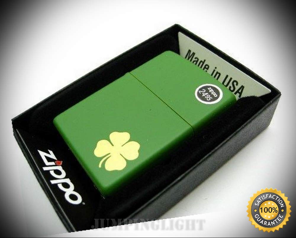 Full Size Moss Green Matte Shamrock Classic Windproof Lighter 21032 - Premium Lighter Fluid (Comes Unfilled) - Made in USA!