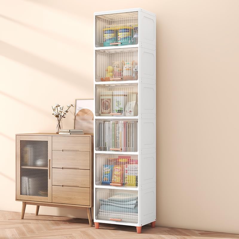 Mevigo 1-Door Plastic Wardrobe for Kids| Almirah and Wardrobe for Baby Clothes| Modular Storage Cabinet with Wheels|Kids Multi-Purpose Collapsible Wardrobe for Shoes/Books-Green-S3 1