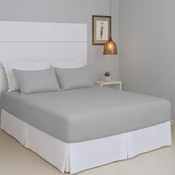 Jogo de Lençol Queen Malha 100% Algodão Liso com Elástico 3 peças Toque Macio Top (Cinza)