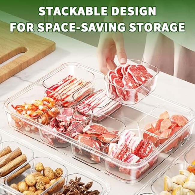 Fridge Organizer Divider, Fridge Organizer Ham and Cheese, with Lid and Handle, Clear Lunch Meats Container for Refrigerator, for Kitchen, School, Camping, 1pc (7.8L)