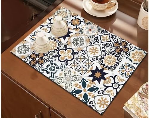 SOQKEEN Tapis Absorbant Vaisselle 30x50cm, Super Absorbant, Pliable, Tapis De Séchage Rapide Pour Comptoir De Cuisine, Bar, Machine à Café