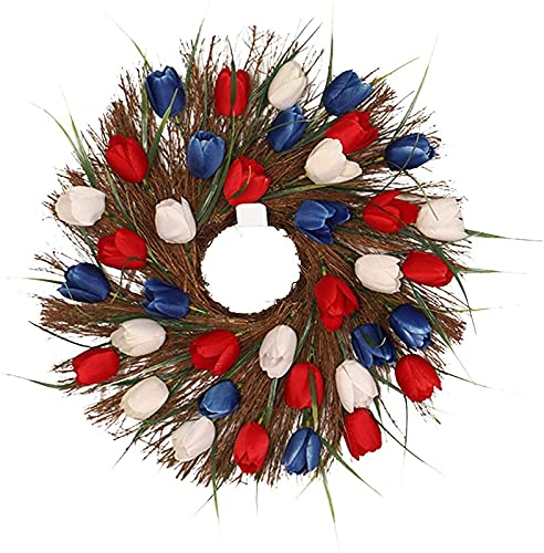 Guirlande de Noël simulation couronne feuilles longues tulipes 30cm