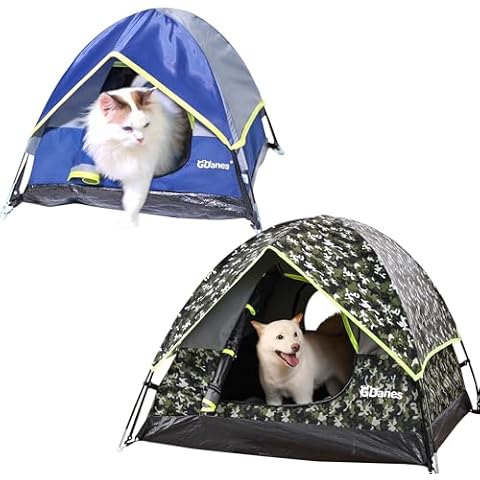 Blue Cat Tent, Camouflage Dog Tent, Portable Indoor/Outdoor Pet House, Dog Bed with Soft Mat Cover