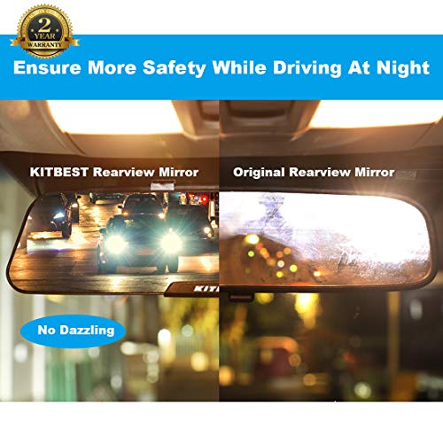 KITBEST Rear View Mirror 11.8" (300mm), Anti Glare Rearview Mirror, Wide Angle Panoramic Convex Curve Rearview Mirror Clip on Original Mirror to Eliminate Blind Spot and Antiglare for Cars SUV Trucks - Thumbnail 5