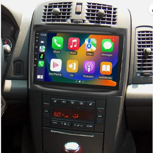 4+64G Car Radio Stereo for Cadillac CTS 2003-2007 SRX 2004-2009 w/Carplay Android Auto 10Inch Car Radio Receiver w/GPS Navigation Bluetooth AHD Backup Camera Mic