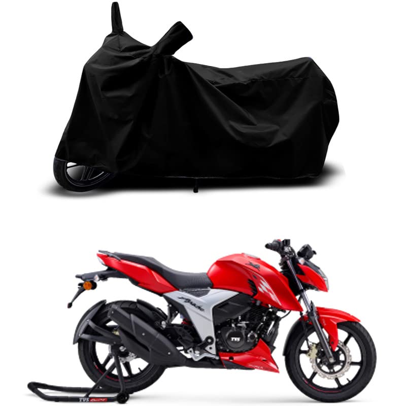 Image of 100% Scratchproof /UV-Rays /Heat Protection /Birds Dropping /Water Resistant /Dust Proof /Waterproof /Full Bike Scooty Two Wheeler Body Cover Compatible for Apache RTR 180 BS6 All Varients[Black]