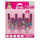 Barbie 7 Piece Plant Based Lip Gloss, Girls Party Favours, First Makeup Set for Girl, Perfect for Parties, Sleepovers and Birthday Gifts, Ages 3+, by Townley Girl