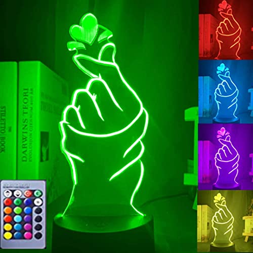 Jinson well 3D Finger Liebe Herz Lampe optische Illusion Nachtlicht 16 Farbwechsel Touch Switch Tisch Schreibtisch Dekoration Lampen perfekte mit Acryl Flat ABS Base USB Spielzeug Cover