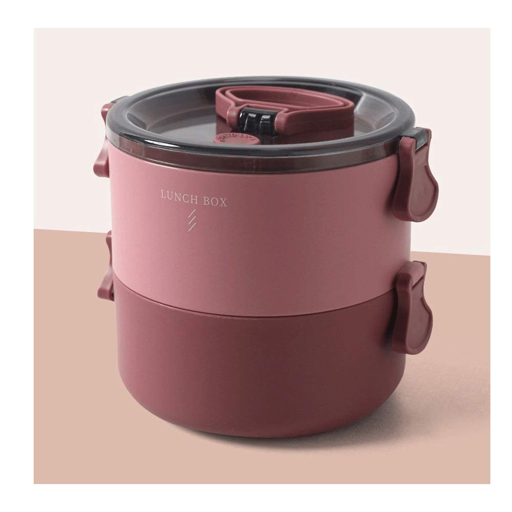 Lunchbox, Mehrschichtige Lunchbox, BPA-freies Material, Thermobehälter for Lebensmittel fürs Büro, Lunchboxen(Red 2)